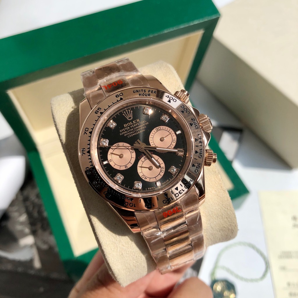 Rolex Daytona Diamond - Set Chronograph Luxury Watch, 40mm 18K Rose Gold Case, Caliber 4130 Movement, 18K Rose Gold Oyster Bracelet