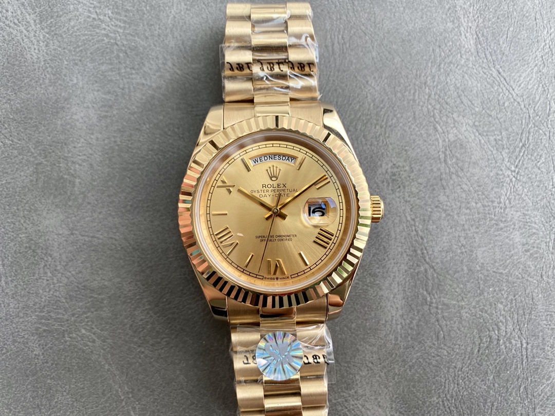 Rolex Day - Date Luxury Watch, 40mm 18K Gold Case, Calibre 3255 Movement, 18K Gold President Bracelet
