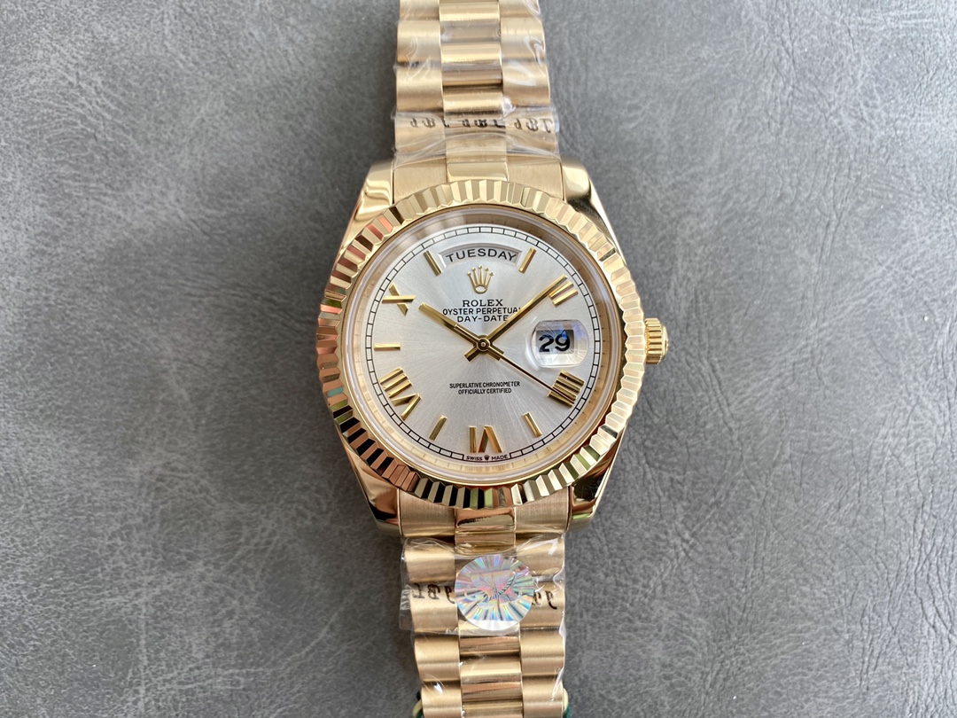 Rolex Day - Date Luxury Watch, 40mm 18K Gold Case, Calibre 3255 Movement, 18K Gold President Bracelet