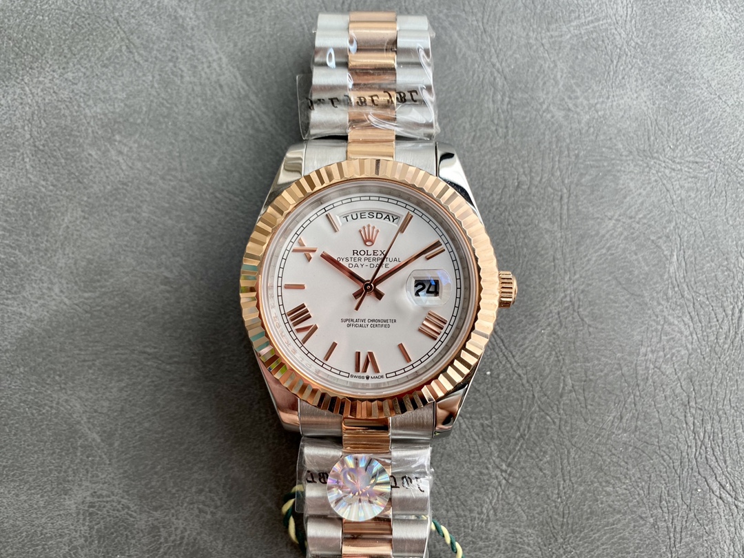 Rolex Day - Date Luxury Watch, 40mm Stainless Steel & 18K Rose Gold Case, Calibre 3255 Movement, Two - Tone (Stainless Steel & 18K Rose Gold) President Bracelet
