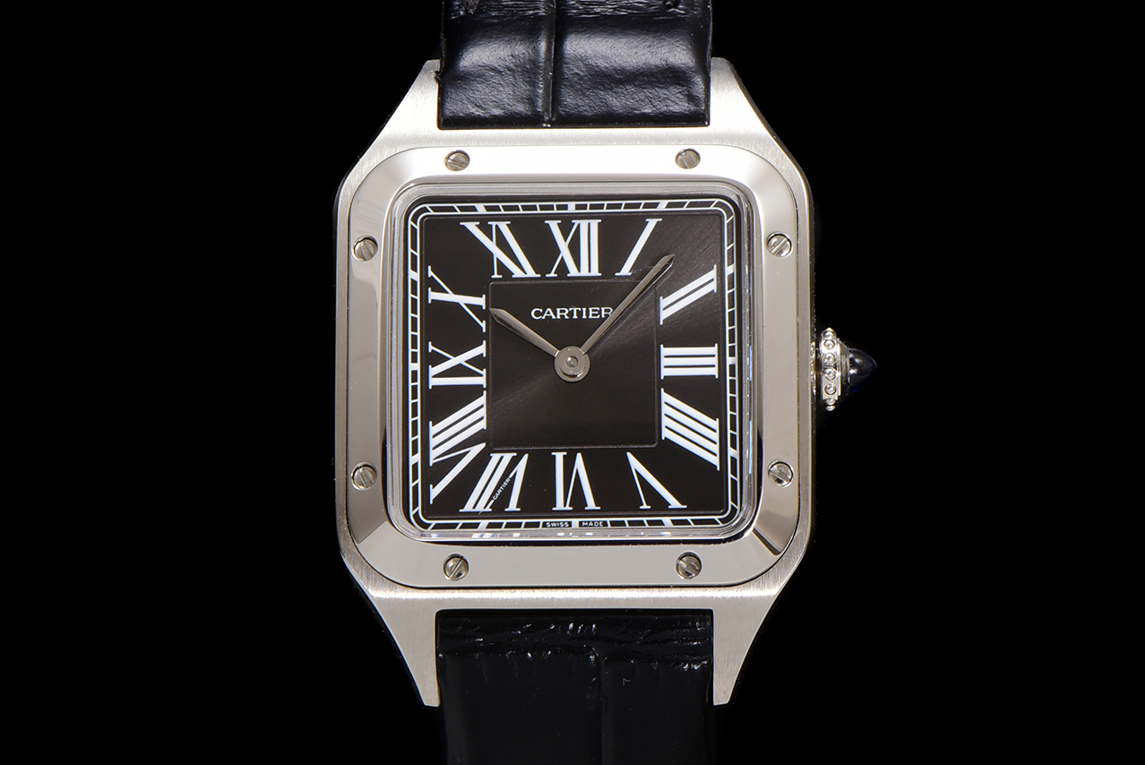 Cartier Santos Luxury Watch, 39.8mm Stainless Steel Case, Calibre 1847 MC Movement, Black Alligator Leather Strap
