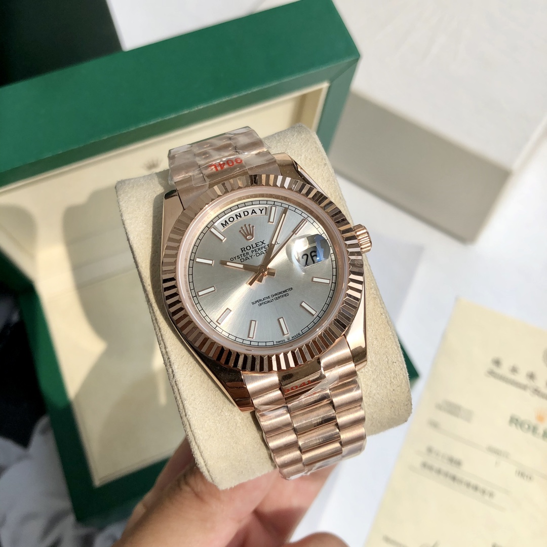 Rolex Oyster Perpetual Day - Date Luxury Watch, 41mm Everose Gold Case, Self - Winding Movement (Calibre 3255), Everose Gold President Bracelet
