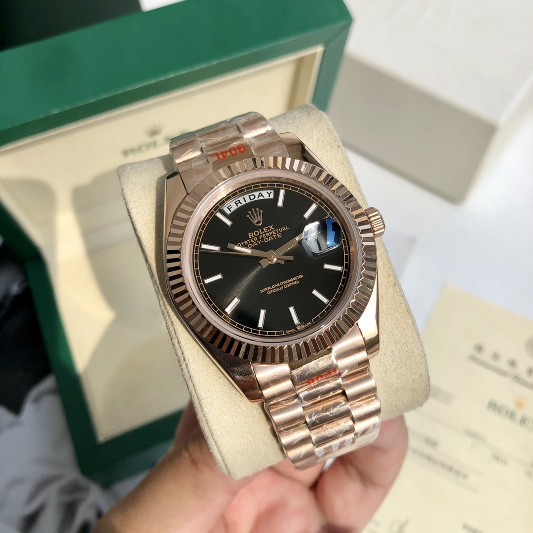 Rolex Oyster Perpetual Day - Date Luxury Watch, 41mm Everose Gold Case, Self - Winding Movement (Calibre 3255), Everose Gold President Bracelet