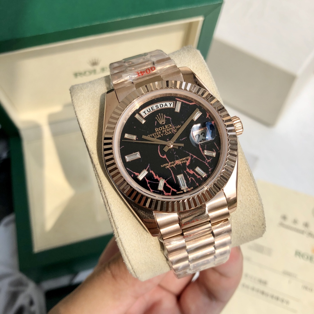 Rolex Oyster Perpetual Day - Date Luxury Watch, 41mm Everose Gold Case, Self - Winding Movement, Everose Gold President Bracelet