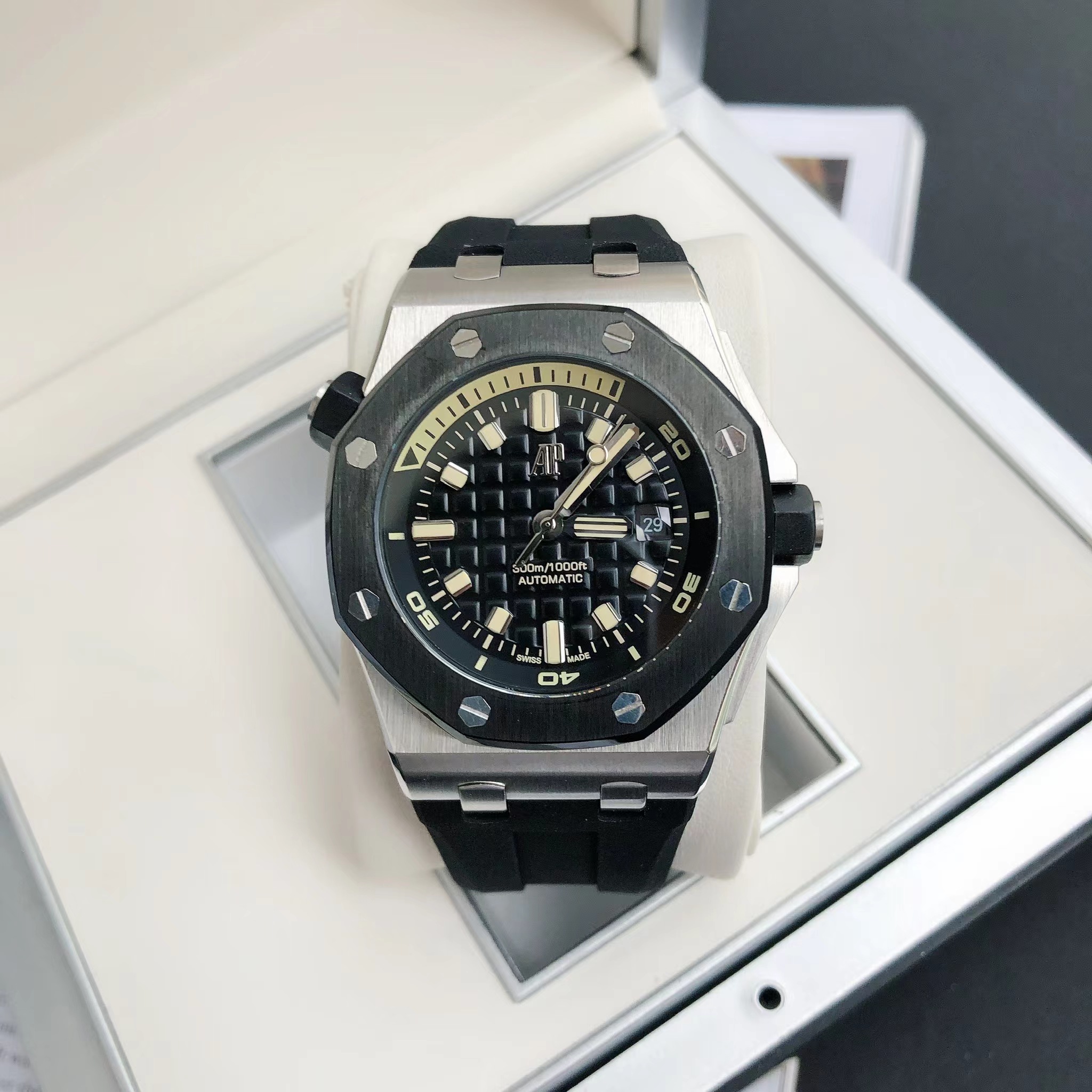 Audemars Piguet Royal Oak Offshore Luxury Watch, 42mm Stainless Steel Case, Self - Winding Movement, Black Rubber Strap