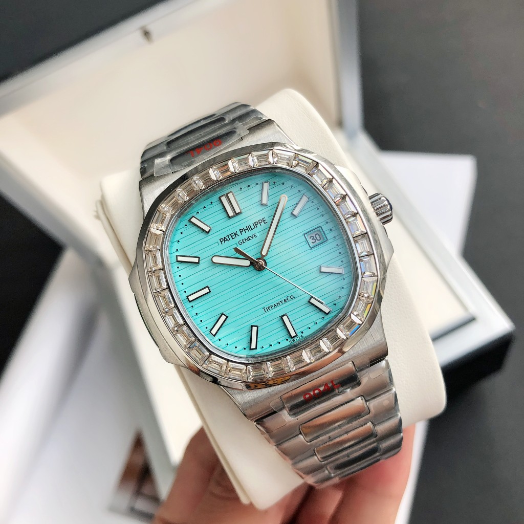 Patek Philippe Nautilus x Tiffany & Co. Diamond - Set Luxury Watch, 40mm Stainless Steel Case, Caliber 324 SC Movement, Stainless Steel Bracelet