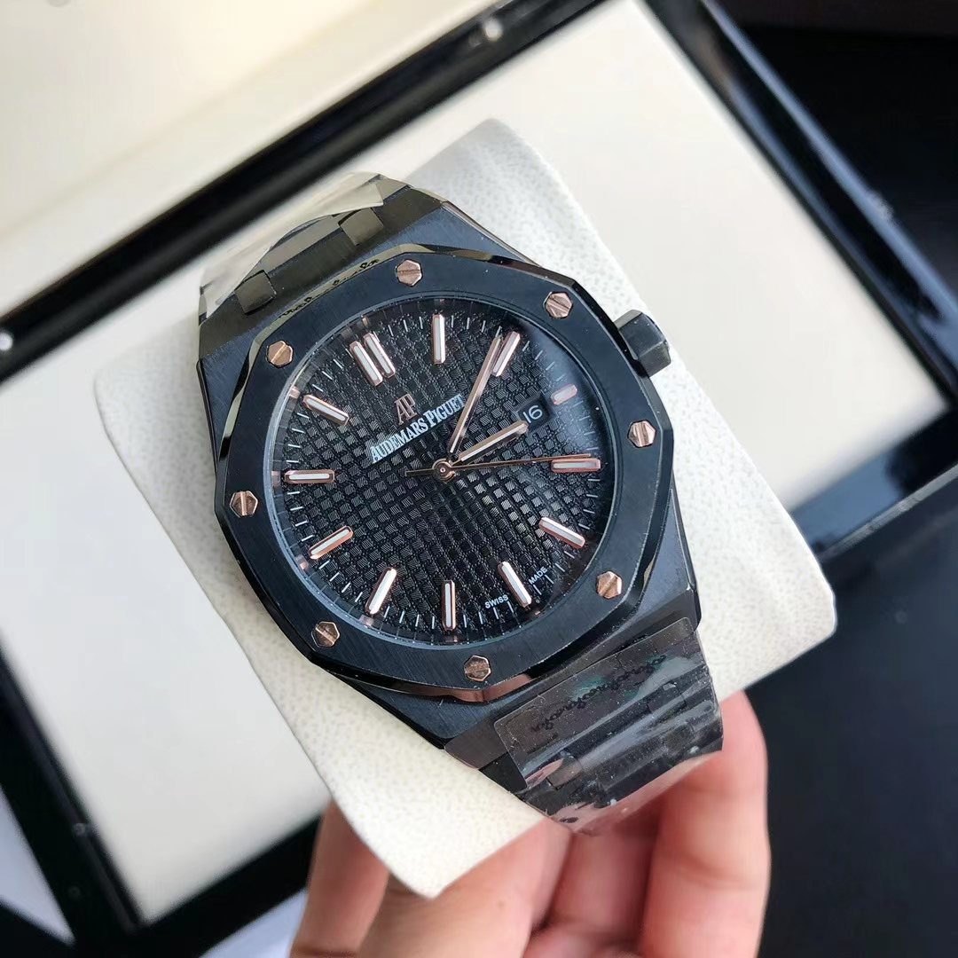 Audemars Piguet Royal Oak Luxury Watch, 41mm Black Coated Case, Caliber 4302 Movement, Black Coated Bracelet