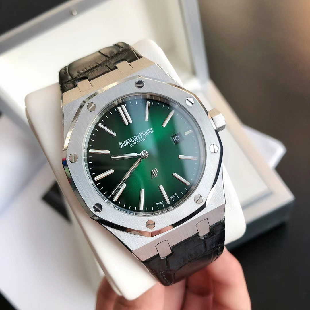 Audemars Piguet Royal Oak Luxury Watch, 41mm Stainless Steel Case, Caliber 4302 Movement, Black Alligator Leather Strap