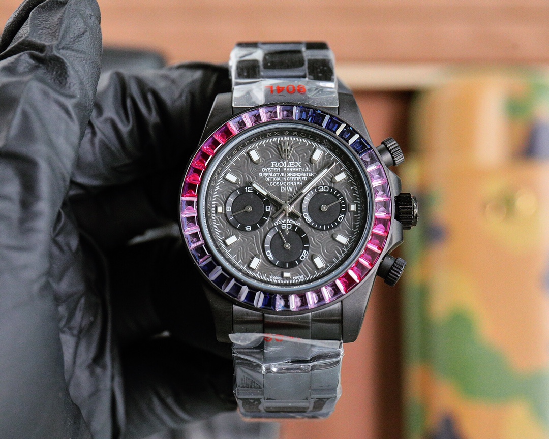 Rolex Daytona Custom Artistic Luxury Watch, 40mm Black - Coated Case, Caliber 4130 Movement, Black Resin Strap