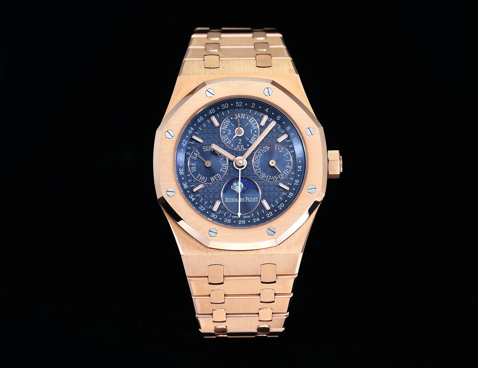 Audemars Piguet Royal Oak Perpetual Calendar Luxury Watch, 41mm Rose Gold Case, Automatic Movement, Rose Gold Bracelet