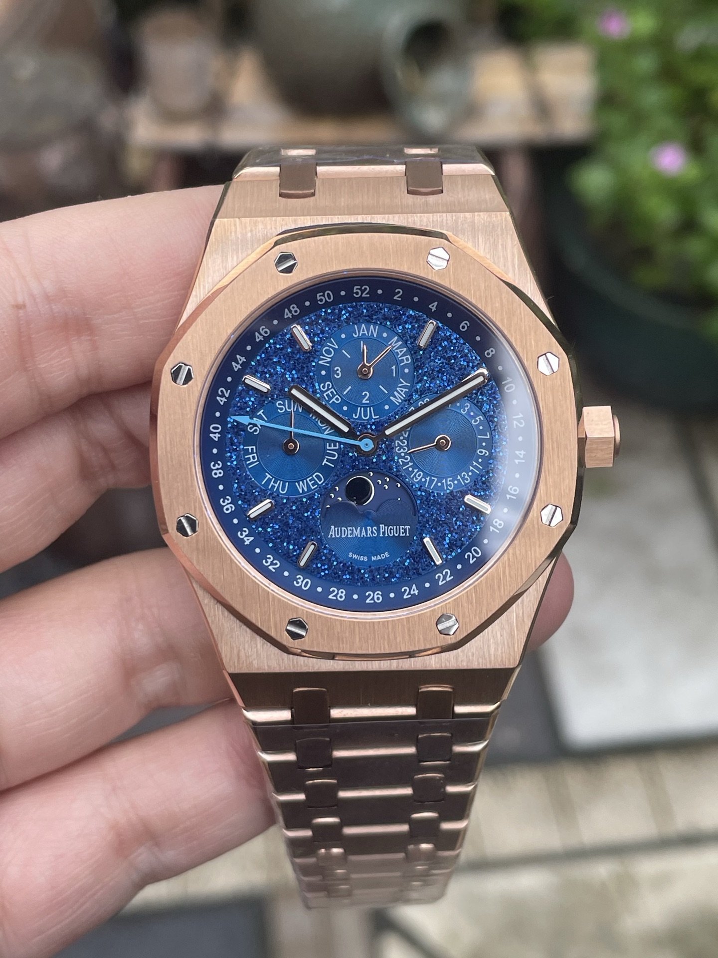 Audemars Piguet Royal Oak Perpetual Calendar Luxury Watch, 41mm Rose Gold Case, Automatic Movement, Rose Gold Bracelet