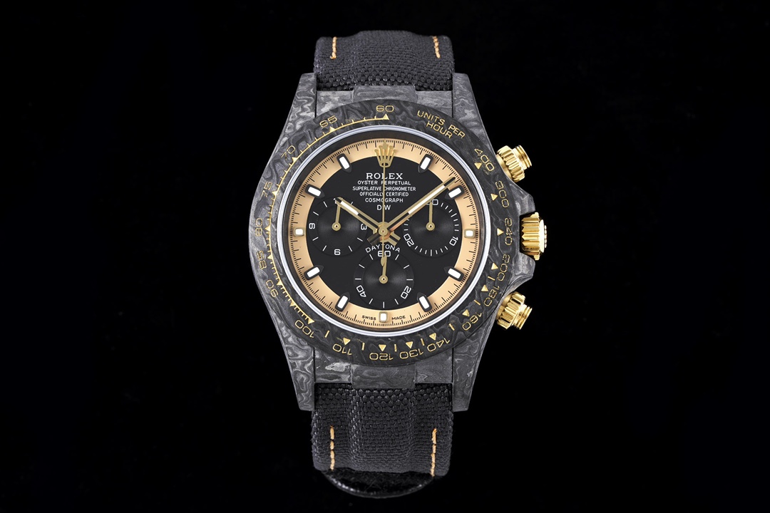 Rolex Designa Individual Limited Edition Tribute to Daytona Watch, 41mm Carbon Fiber Case, Chronograph Movement, Black Fabric Strap