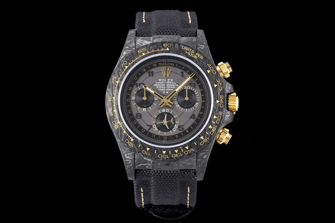 Rolex Designa Individual Limited Edition Tribute to Daytona Watch, 41mm Carbon Fiber Case, Chronograph Movement, Black Fabric Strap