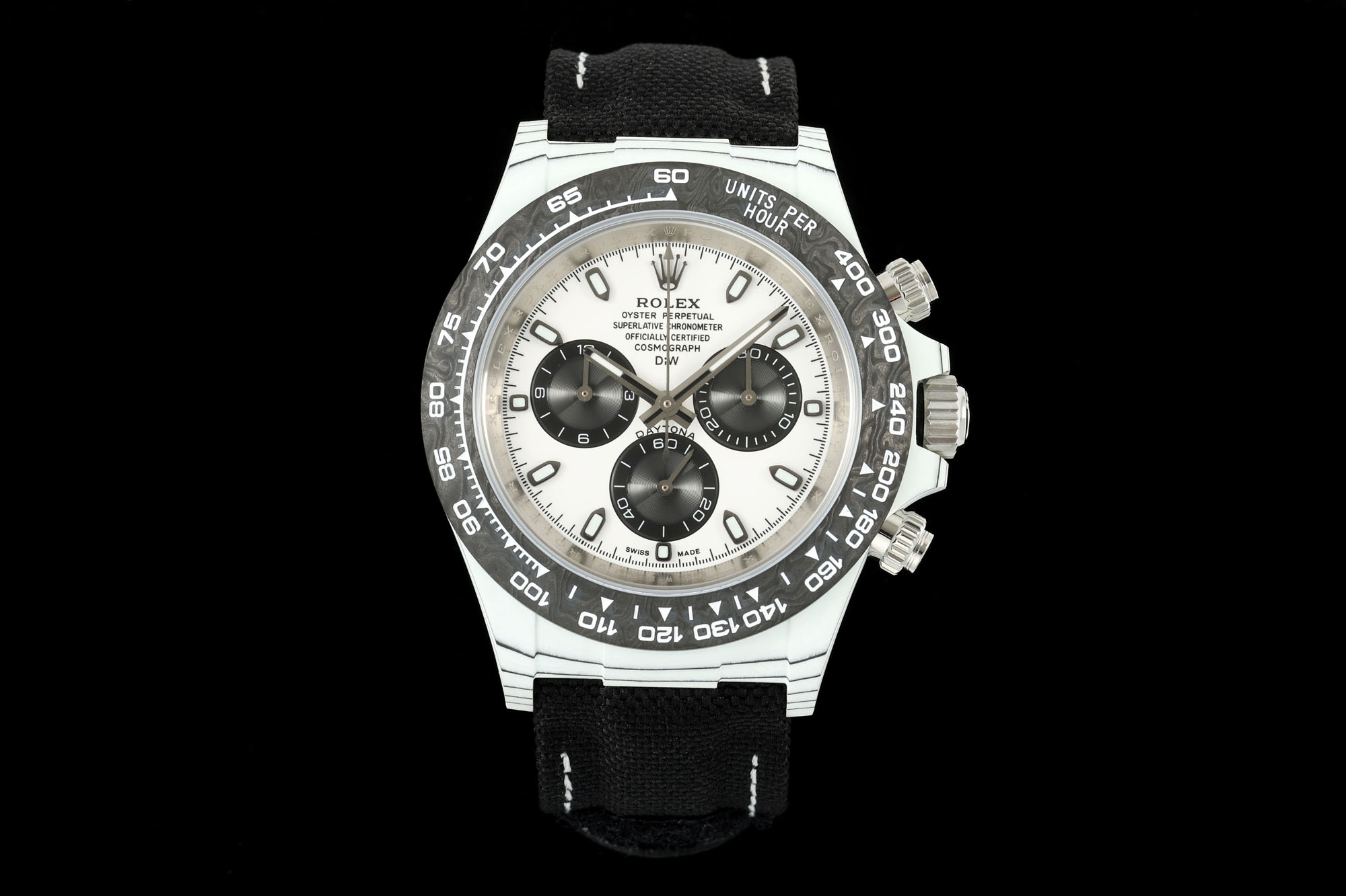 Rolex Designa Individual Limited Edition Tribute to Daytona Watch, 41mm Special Composite Case, Chronograph Movement, Black Fabric Strap