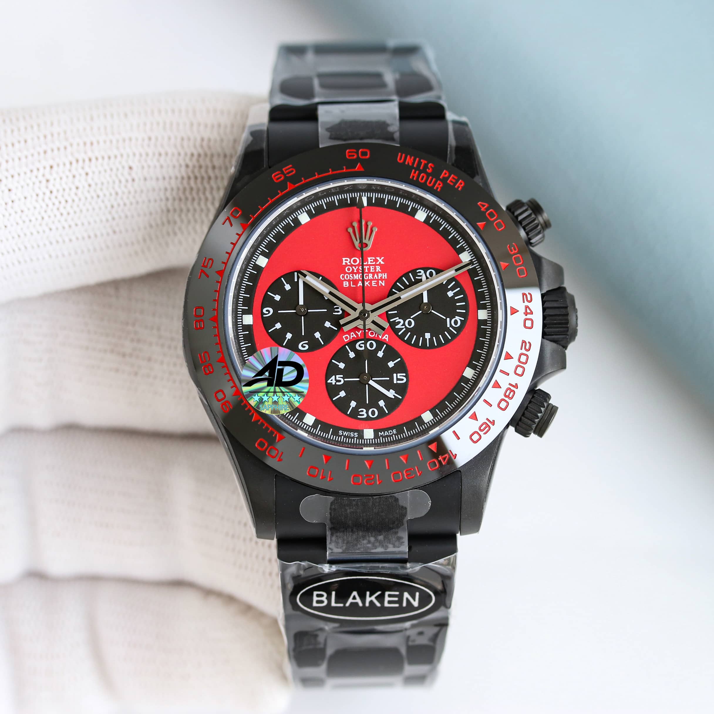 Blaken Customized Rolex Daytona Luxury Watch, 40mm Black - Coated Case, Caliber 4130 Automatic Movement, Black - Coated Metal Strap