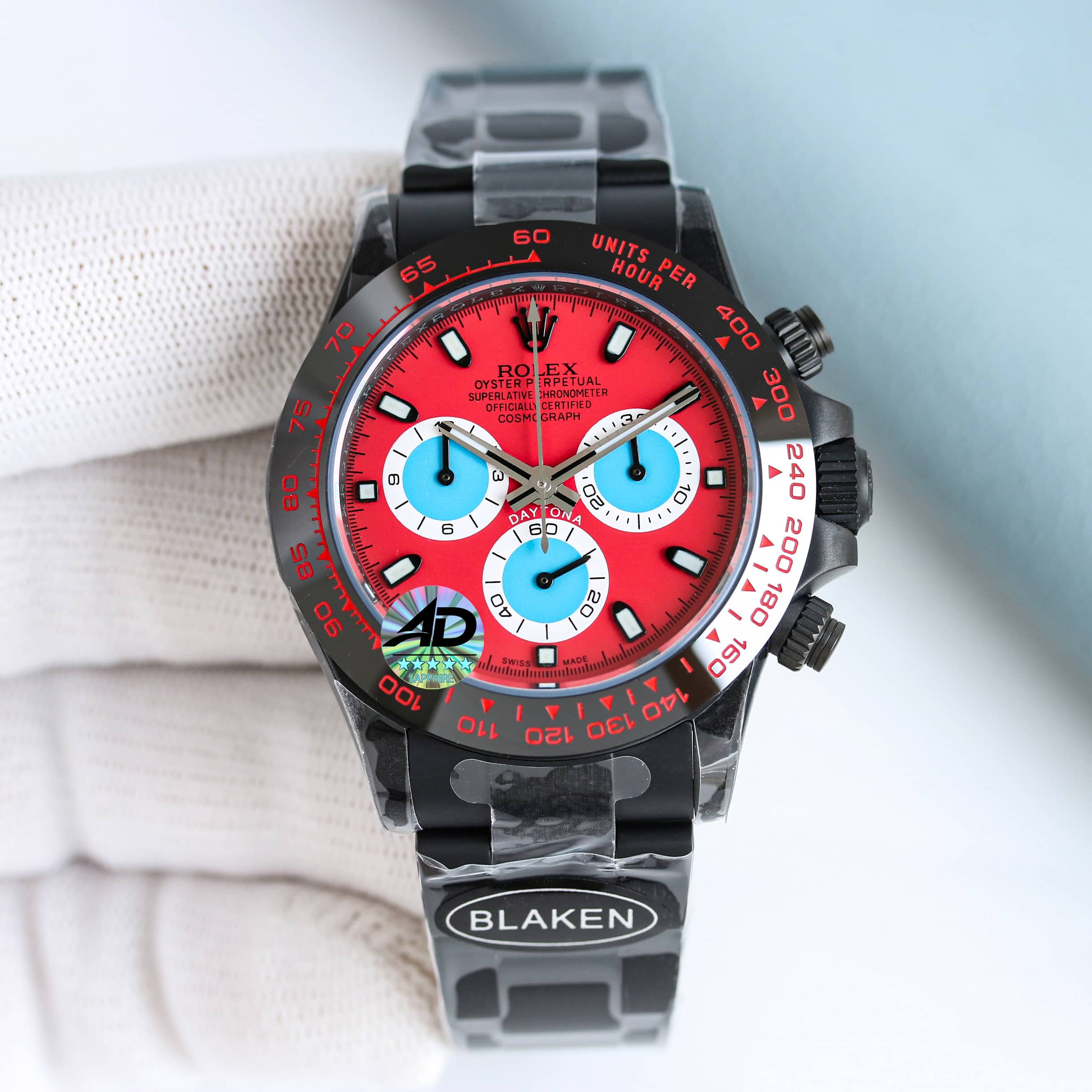 Blaken Customized Rolex Daytona Luxury Watch, 40mm Black - Coated Case, Caliber 4130 Automatic Movement, Black - Coated Metal Strap