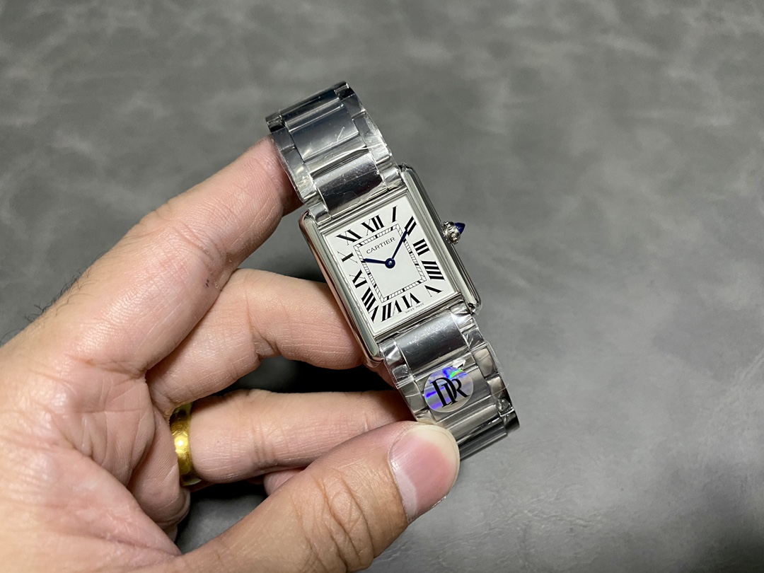 Cartier Tank Women's Watch, Square Stainless Steel Case (Approx. 22×30mm), Quartz Movement, Stainless Steel Bracelet