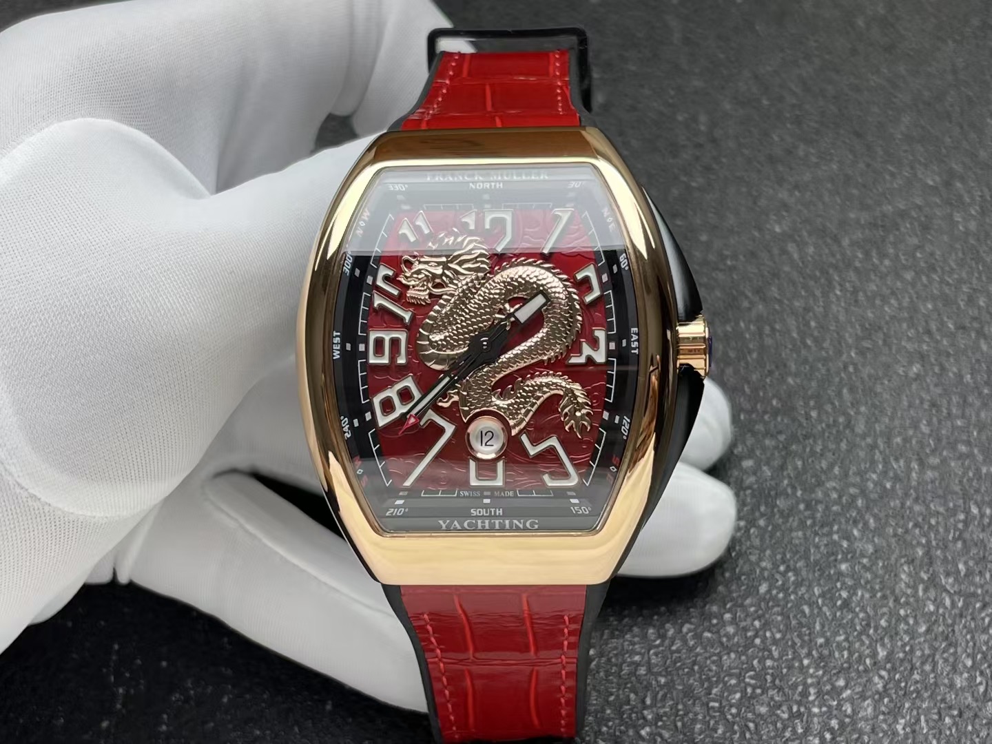 Franck Muller Vanguard Yachting ~45mm 18K Rose Gold & Golden Dragon Motif Automatic Watch (Caliber FM Automatic)