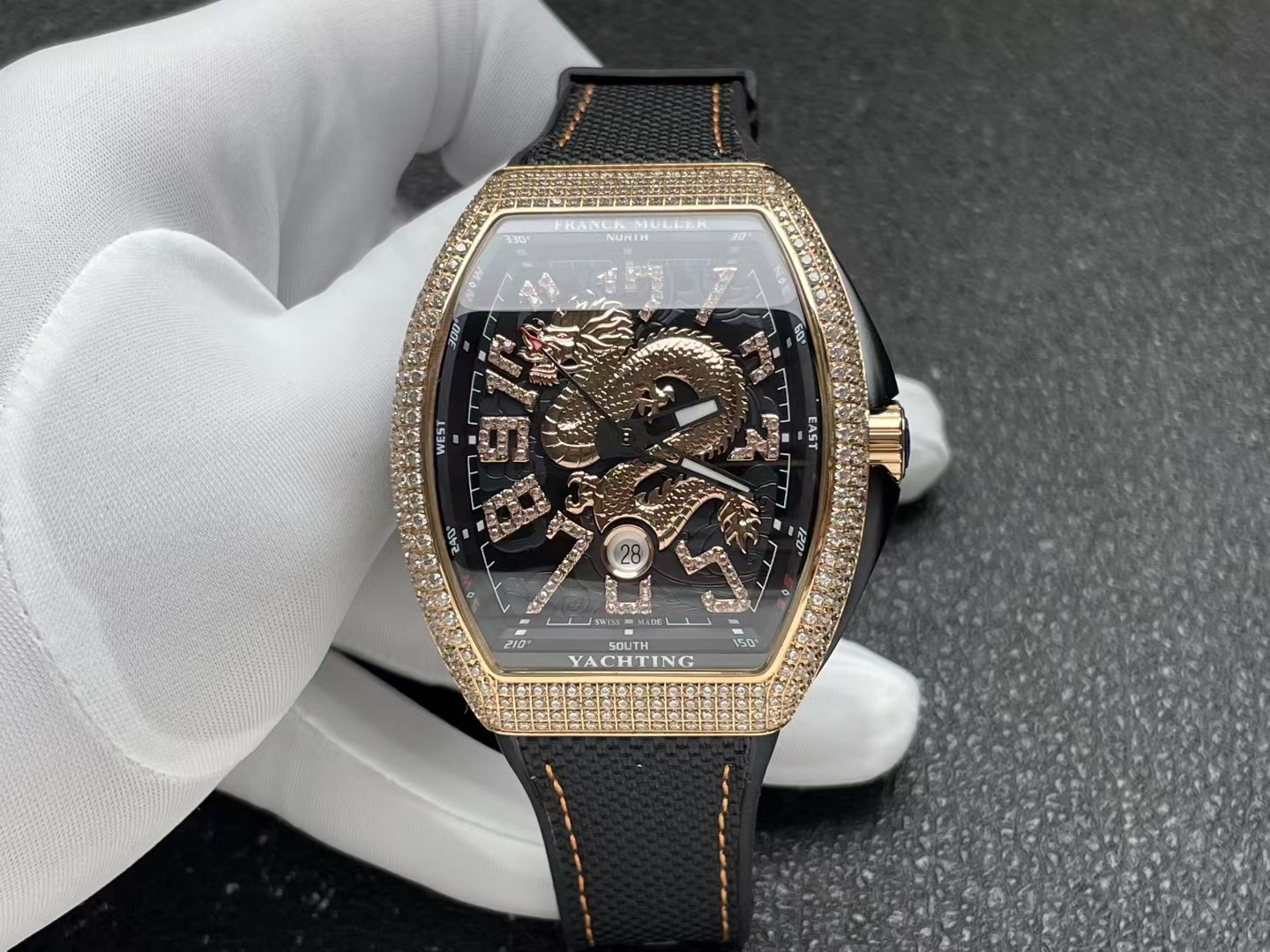 Franck Muller Vanguard Yachting ~45mm 18K Rose Gold & Diamond-Set Automatic Watch (Caliber FM Automatic)