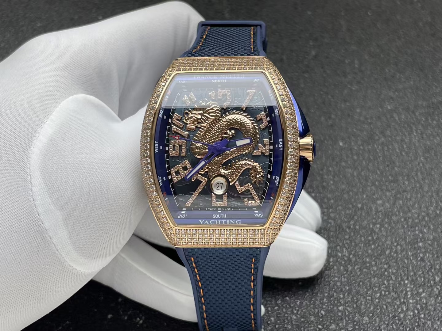 Franck Muller Vanguard Yachting ~45mm 18K Rose Gold & Diamond-Set Automatic Watch (Caliber FM Automatic)