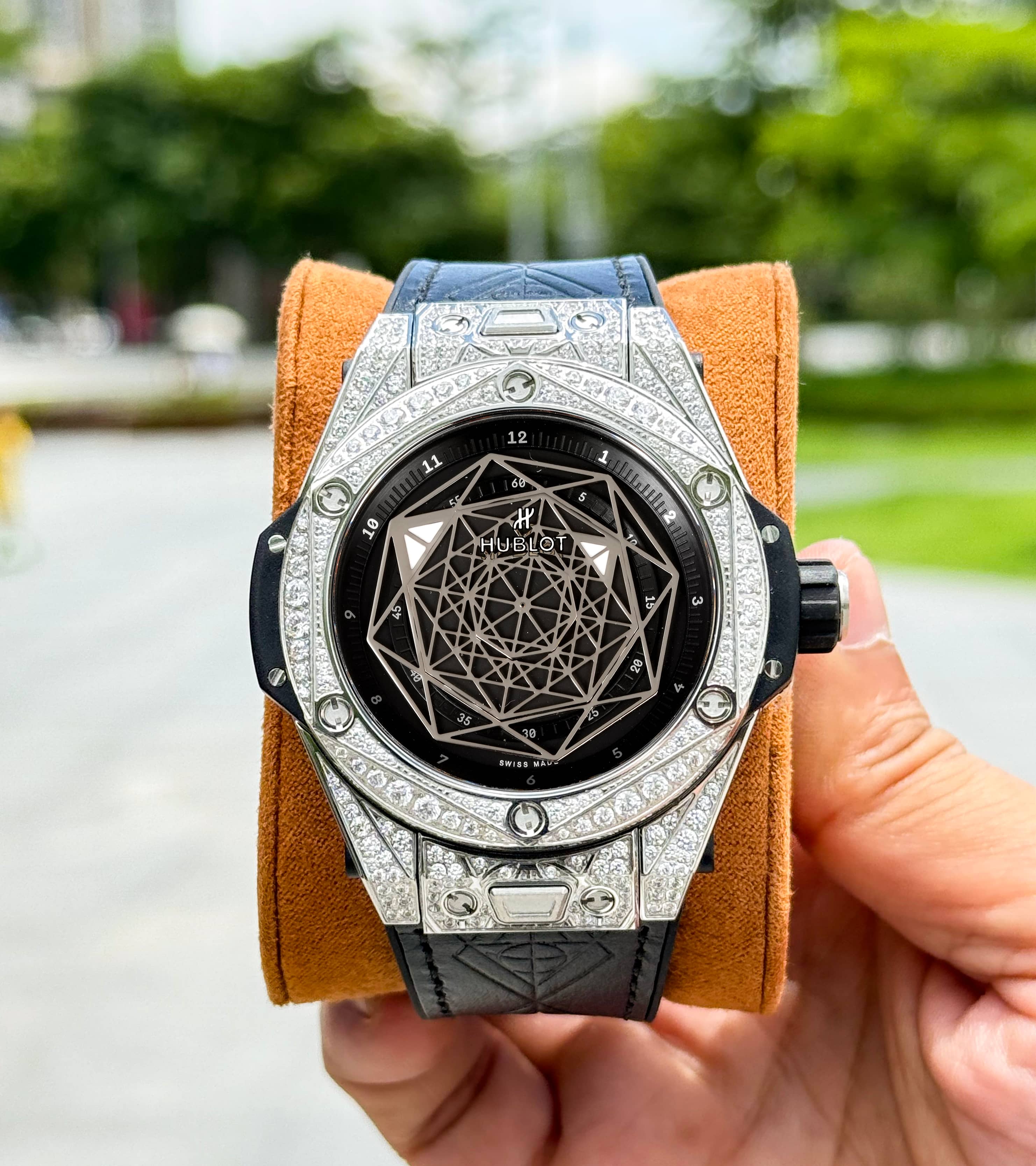 Hublot Big Bang Sang Bleu ~45mm Titanium & Diamond-Set Automatic Watch (Caliber HUB1213)