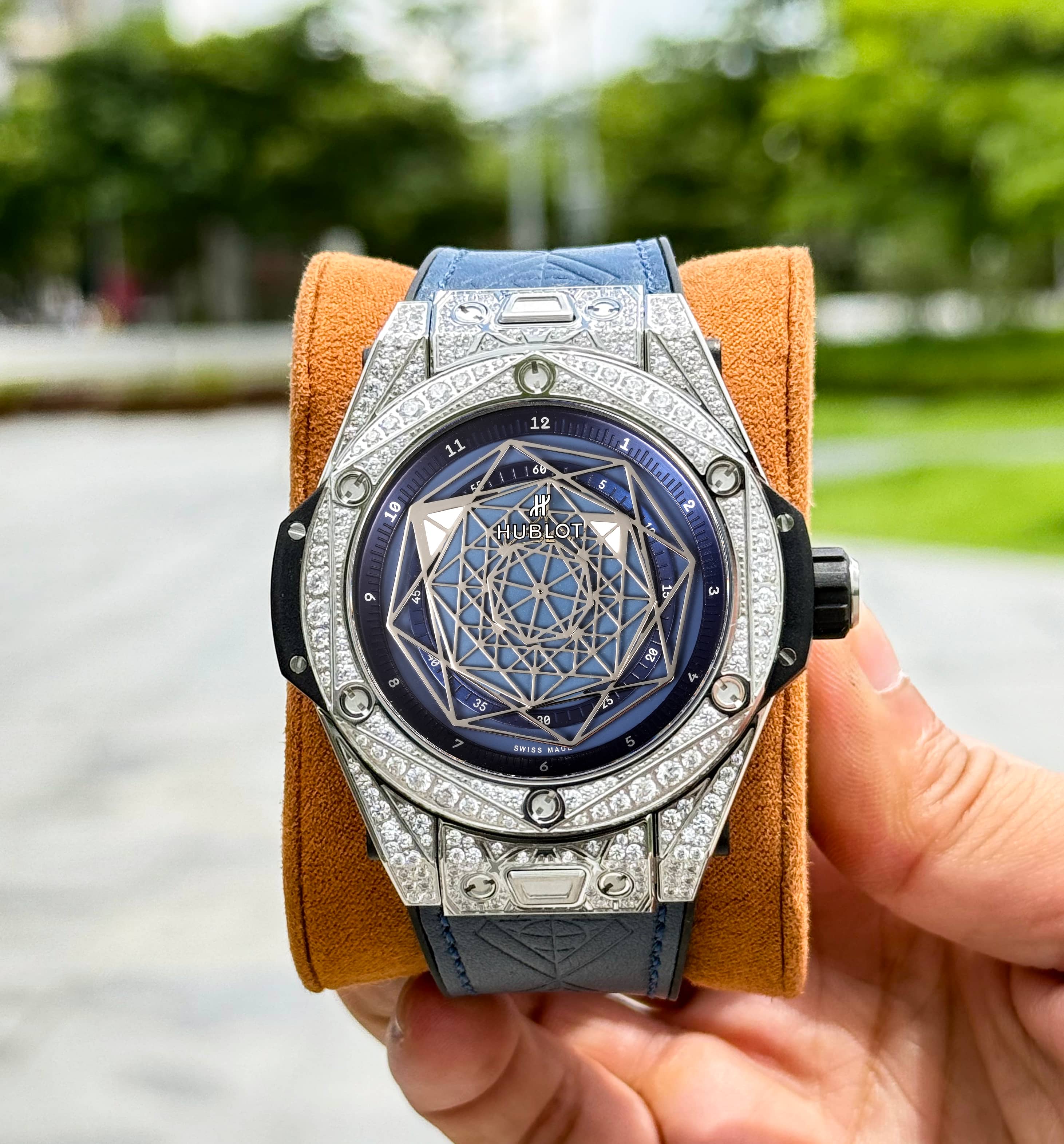 Hublot Big Bang Sang Bleu ~45mm Titanium & Diamond-Set Automatic Watch (Caliber HUB1213)