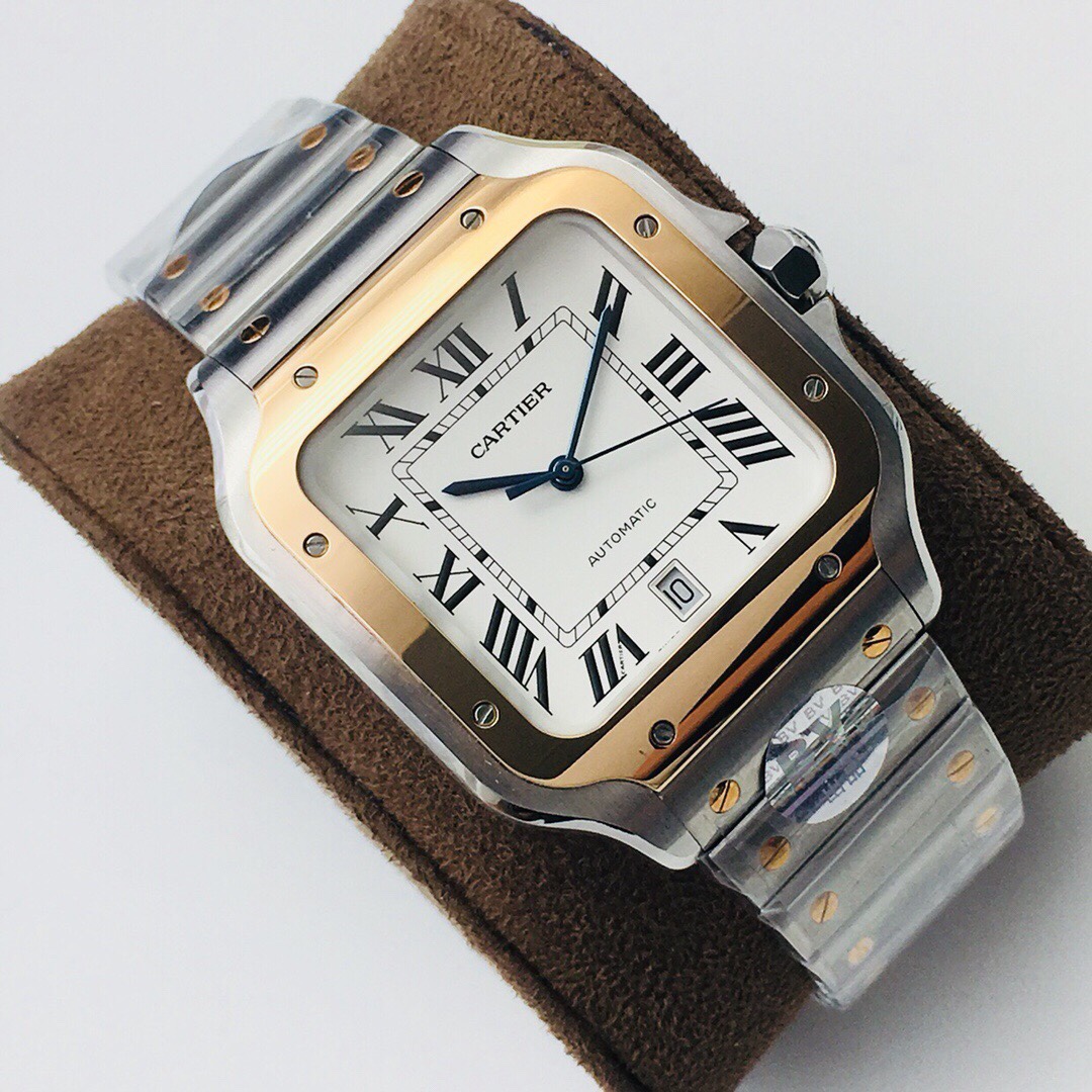 Cartier Santos ~39.8mm Two-Tone 18K Gold & Stainless Steel Automatic Watch (Caliber 1847 MC)