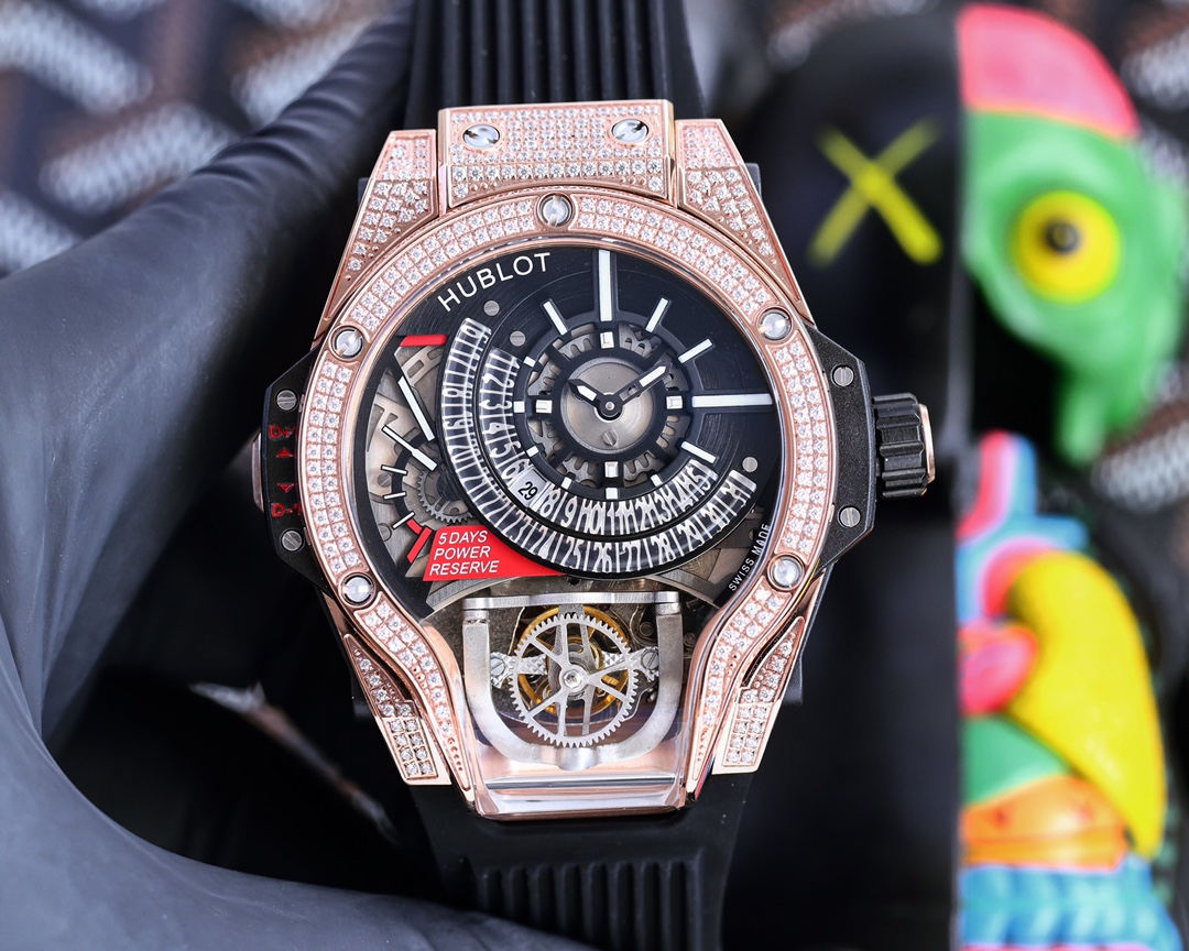 Hublot Big Bang MP-09 ~45mm 18K Rose Gold Diamond-Set Automatic Tourbillon Watch (Caliber HUB9009.H1.PG)