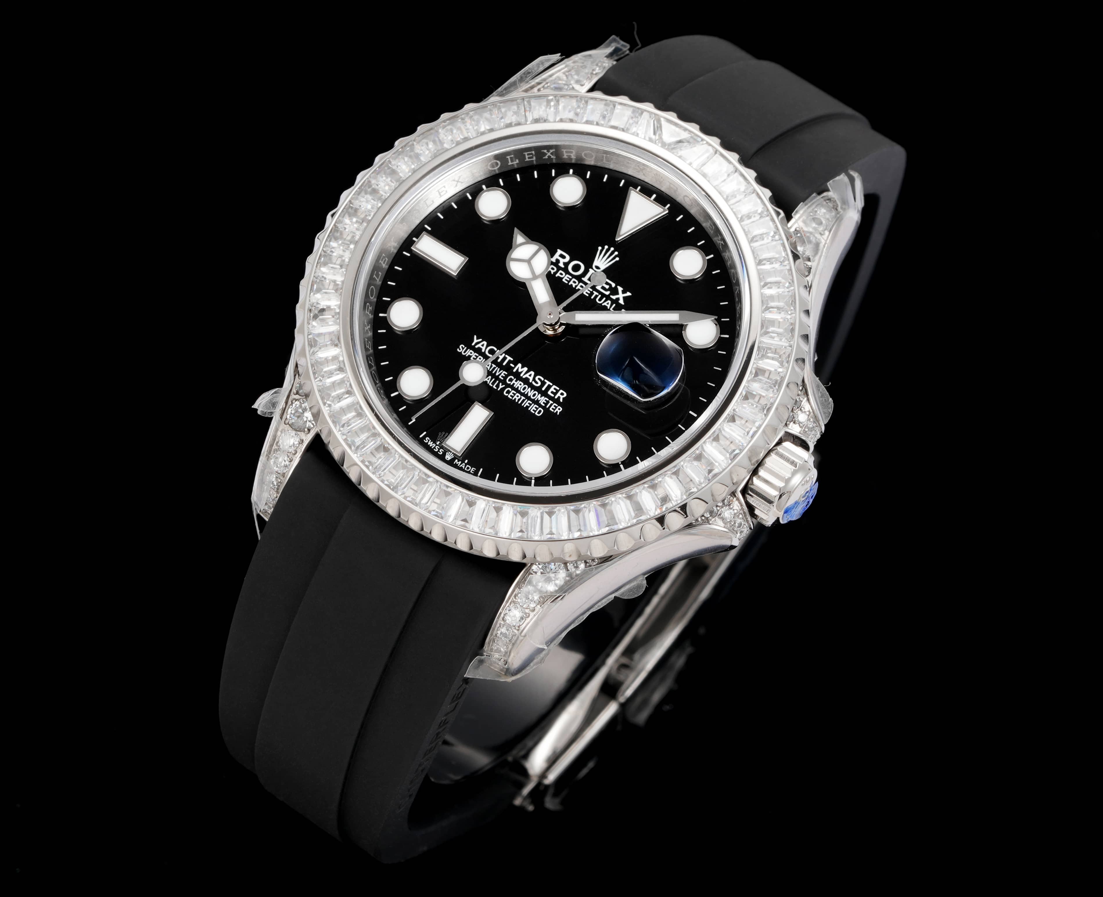 Rolex Yacht-Master ~40mm 18K White Gold Diamond-Set Automatic Watch (Caliber 3235)
