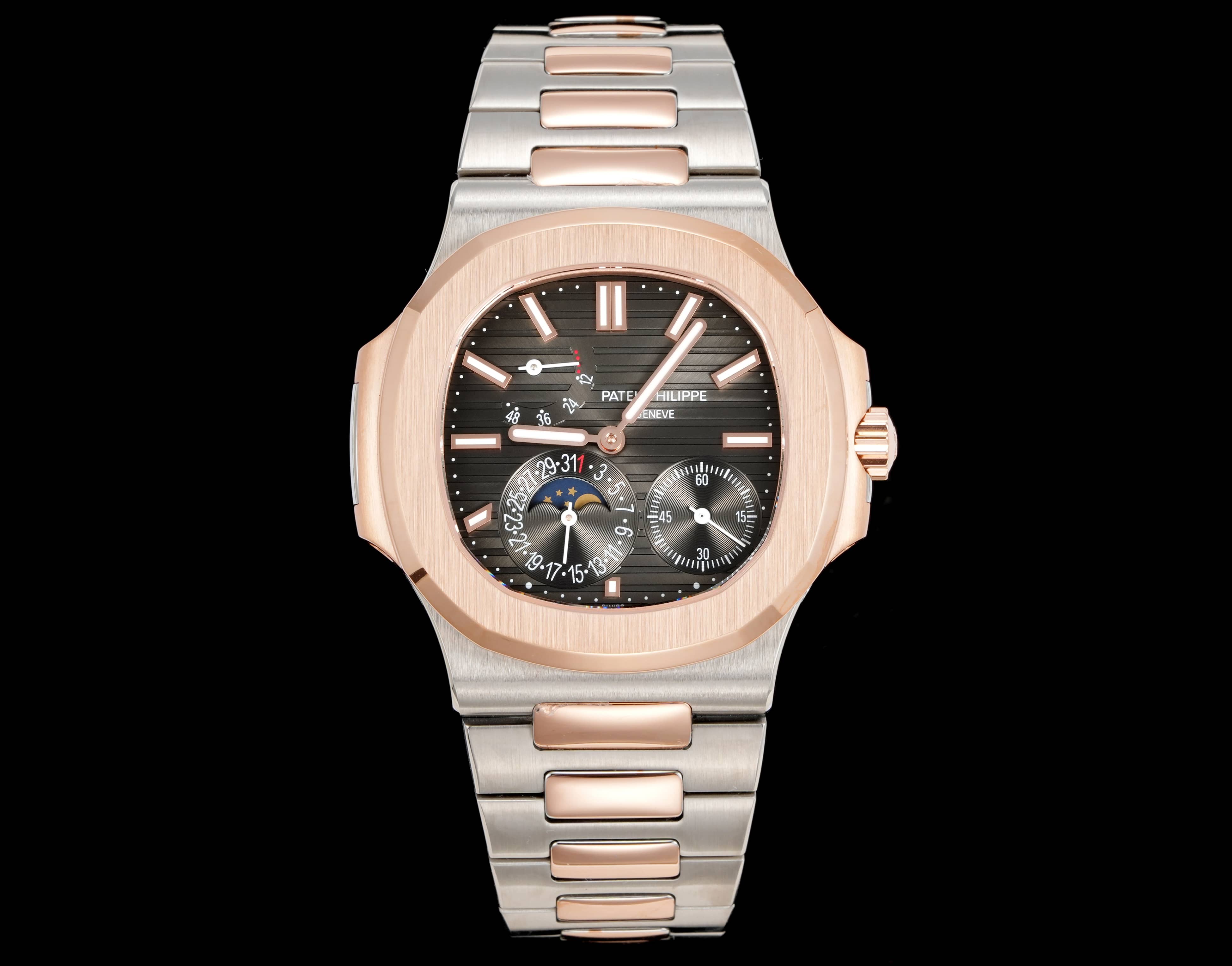 Patek Philippe Nautilus ~40mm Rose Gold & Stainless Steel Automatic Perpetual Calendar Watch (Caliber 240)