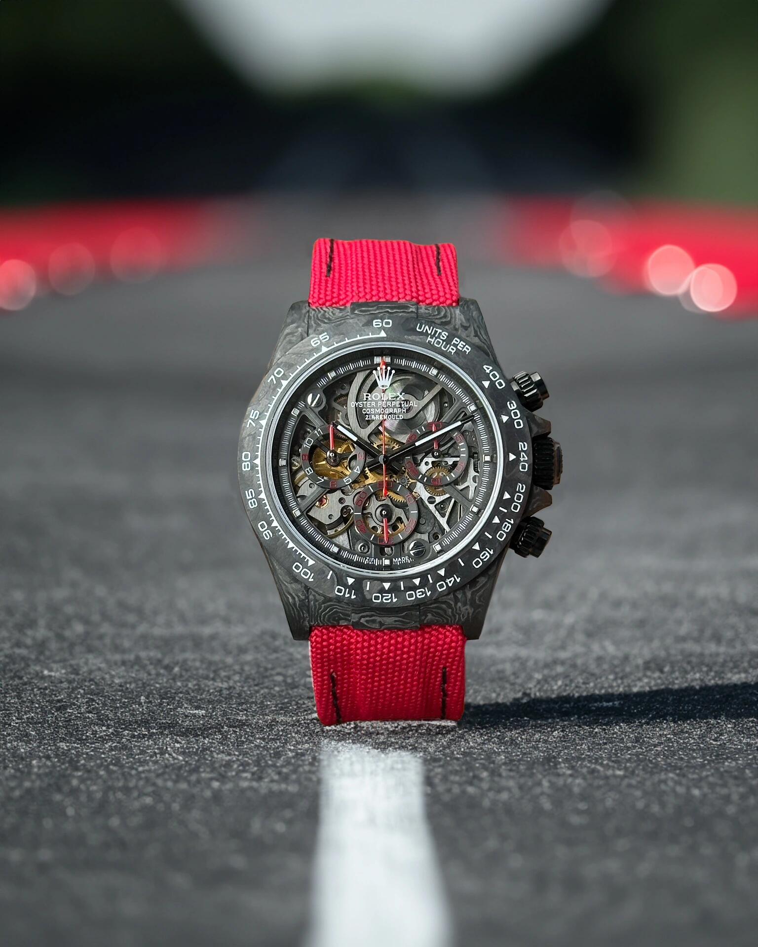 Rolex Daytona-Inspired ~40mm Carbon Fiber Skeleton Automatic Chronograph Watch (Caliber 4130)