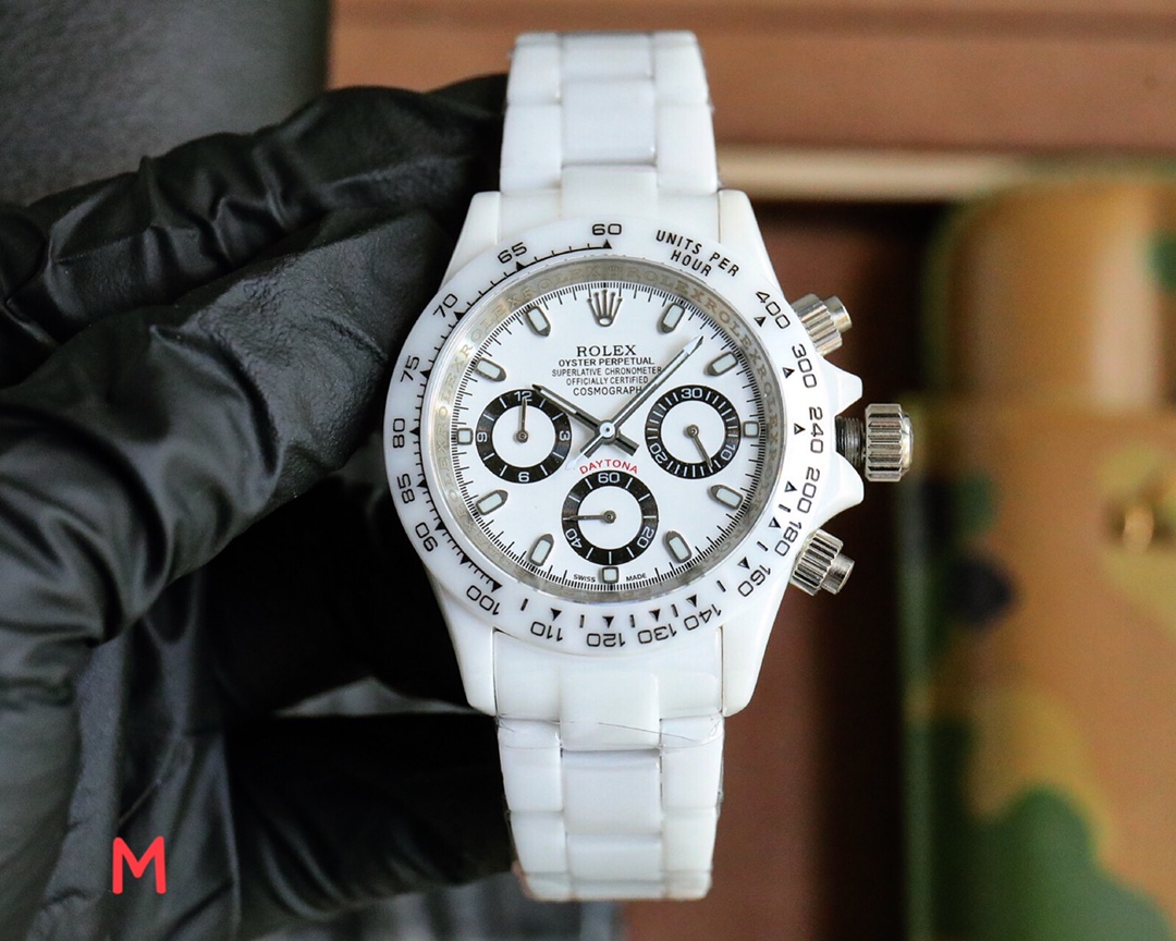 Rolex Cosmograph Daytona ~40mm White Ceramic Automatic Chronograph Watch (Caliber 4130)