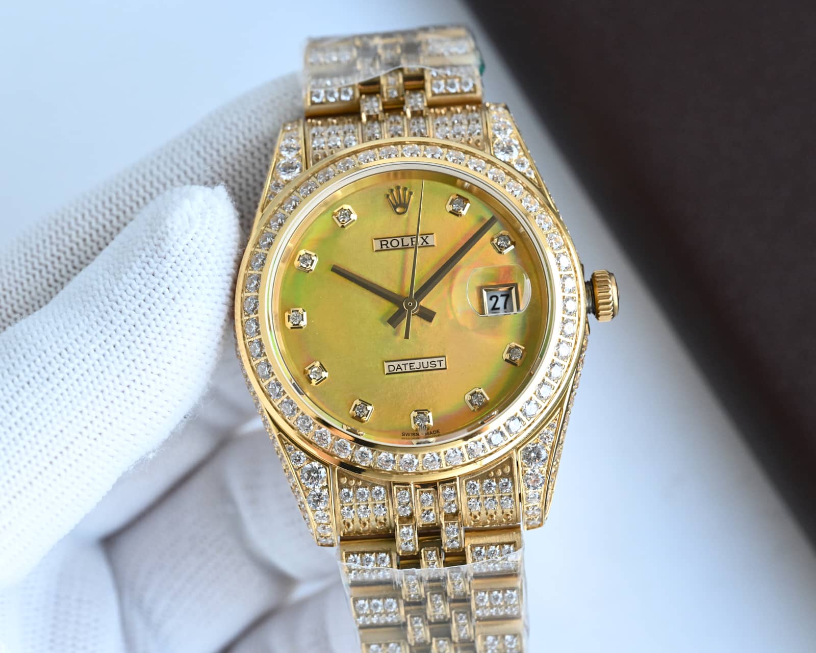 Rolex Datejust Full Diamond - Set Yellow Gold Automatic Watch (Cal.3235, 41mm)