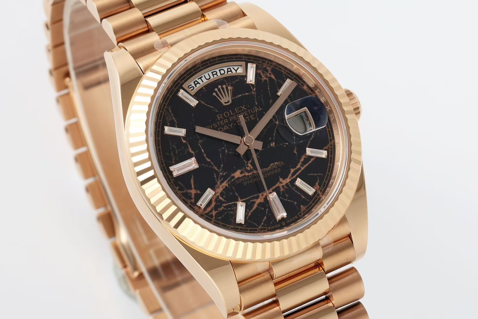 Rolex Day-Date 36mm 18K Rose Gold Diamond-Set Automatic Watch (Caliber 3255)