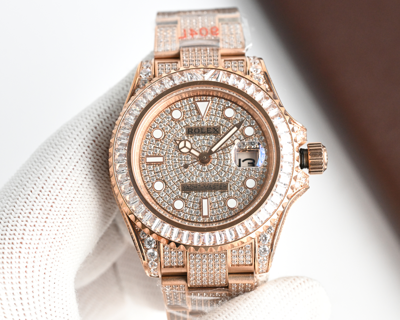 Rolex Yacht-Master ~40m 18K Rose Gold Diamond-Set Automatic Watch (Caliber 3235)