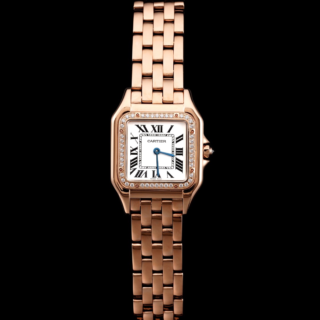 Cartier Panthère ~27mm 18K Rose Gold Diamond-Set Quartz Watch (Caliber 057)