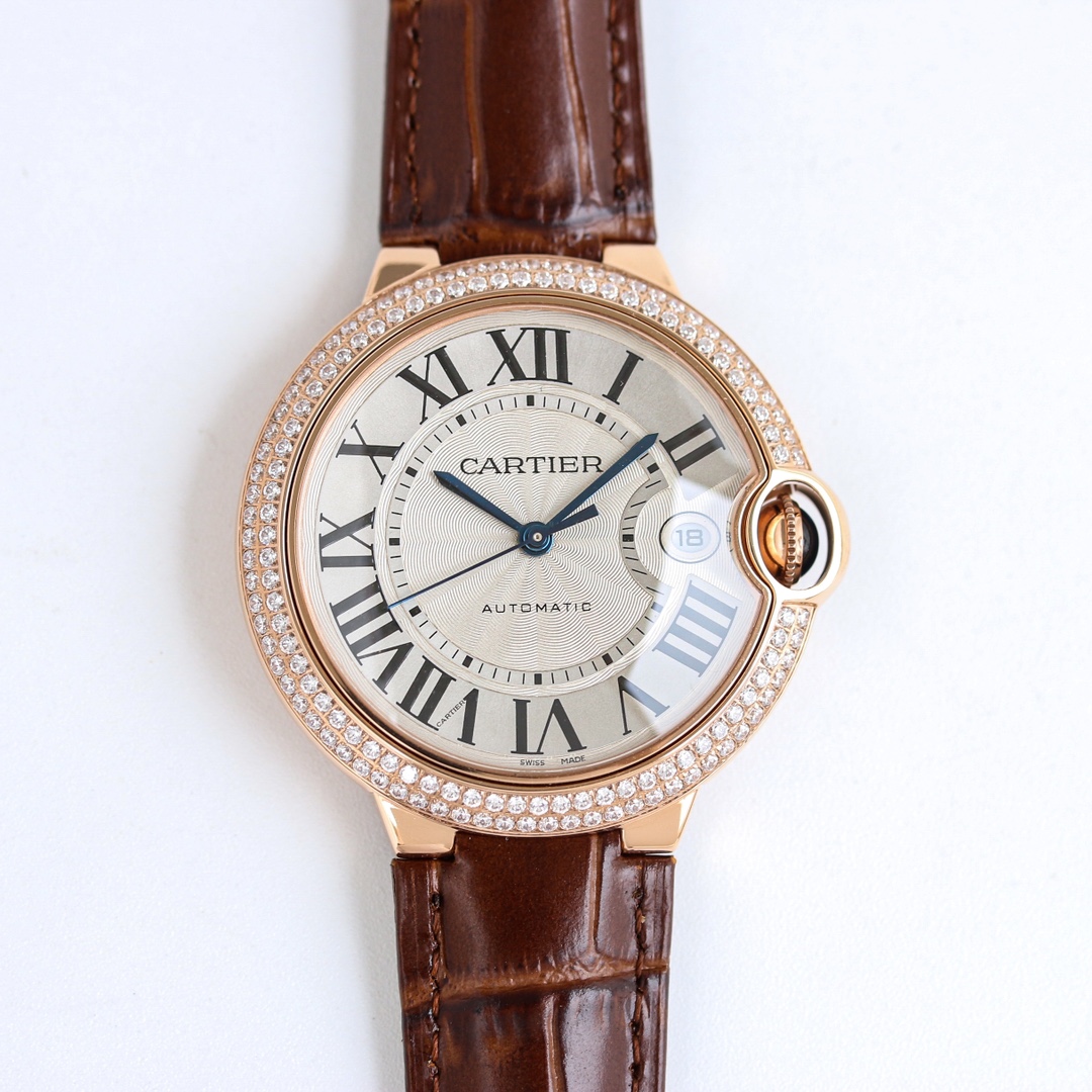 Cartier Ballon Bleu ~42mm 18K Rose Gold Diamond-Set Automatic Watch (Caliber 1847 MC)