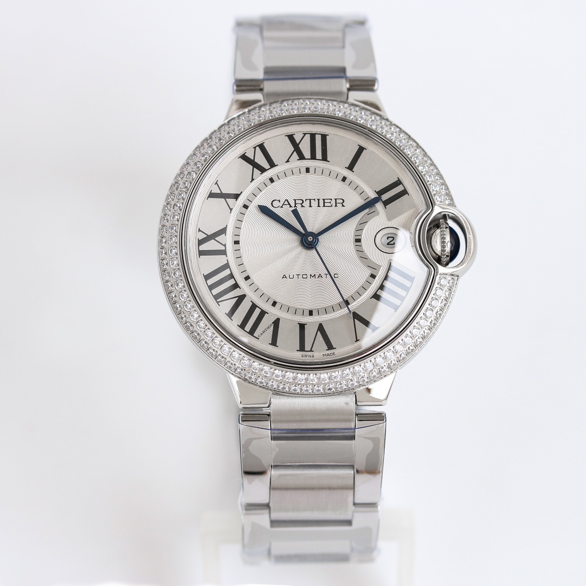 Cartier Ballon Bleu ~42mm Stainless Steel Diamond-Set Automatic Watch (Caliber 1847 MC)