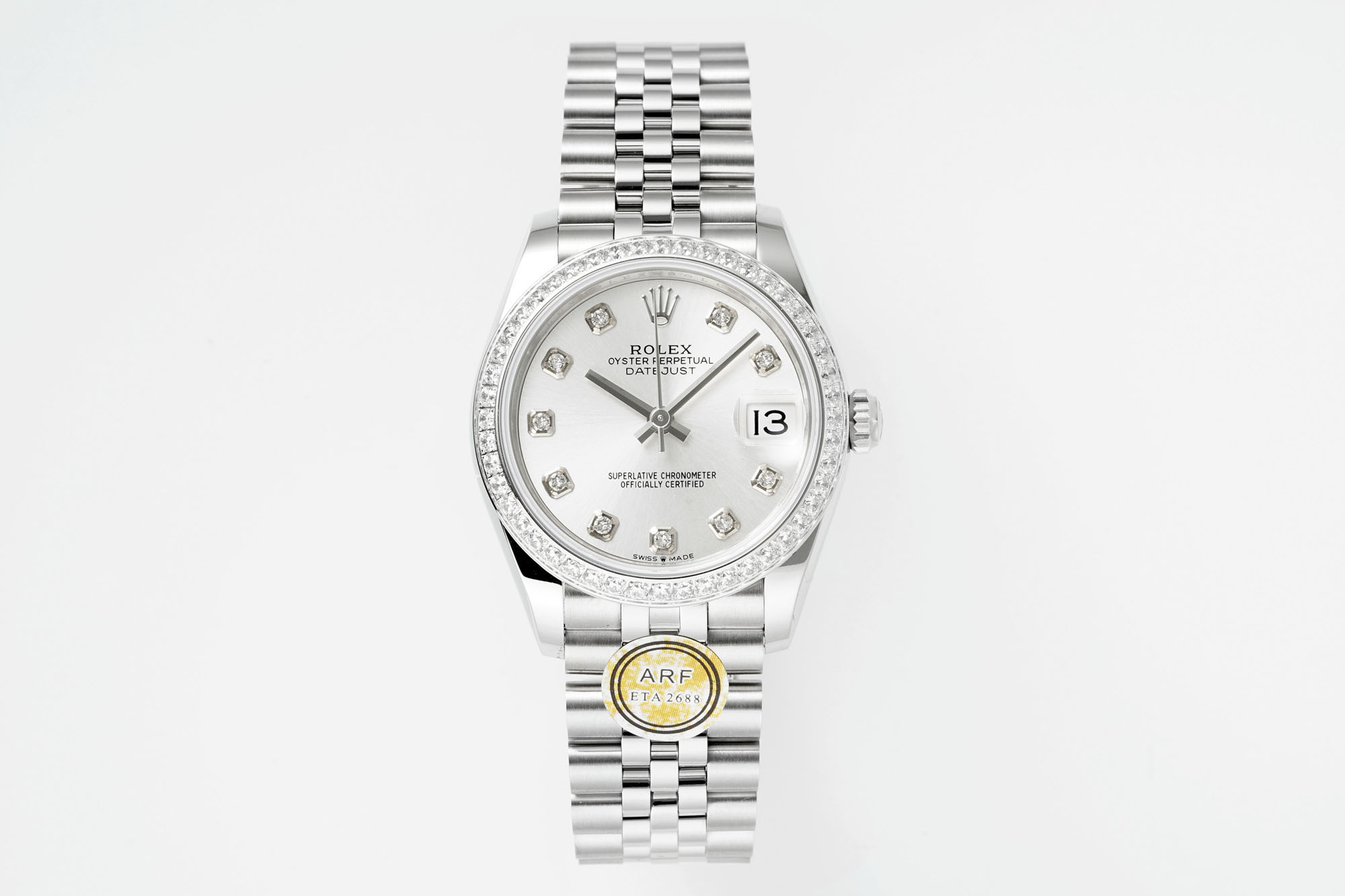 Rolex Datejust White Diamond - Set Dial & Bezel Stainless Steel Watch, 31mm, ETA 2688 Movement