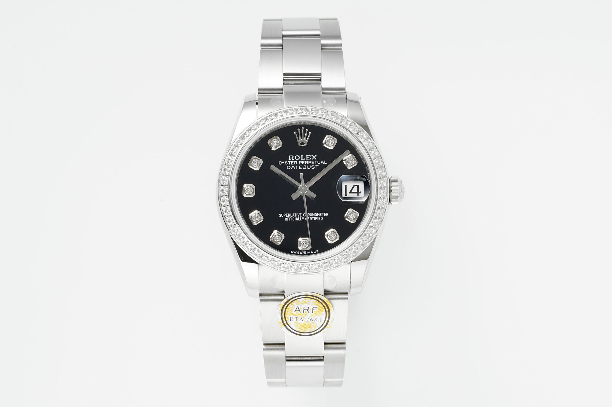 Rolex Datejust Black Diamond - Set Dial & Bezel Stainless Steel Watch, 31mm, ETA 2688 Movement