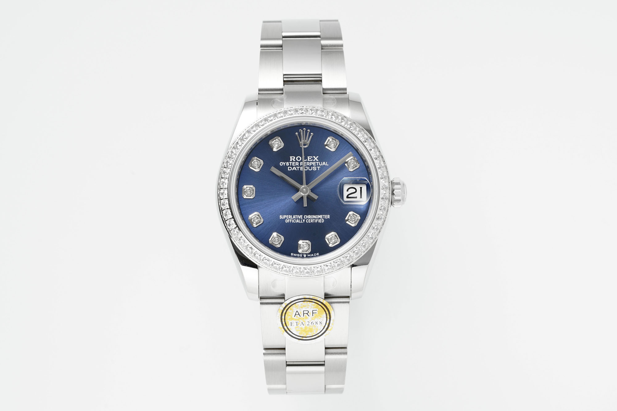 Rolex Datejust Blue Diamond - Set Dial & Bezel Stainless Steel Watch, 31mm, ETA 2688 Movement