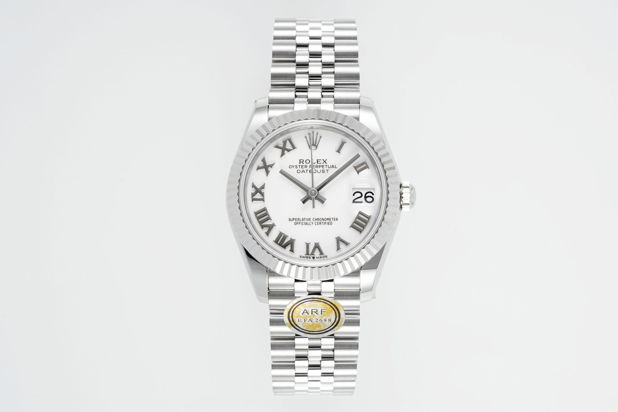 Rolex Datejust White Roman Dial Stainless Steel Watch, 31mm, ETA 2688 Movement