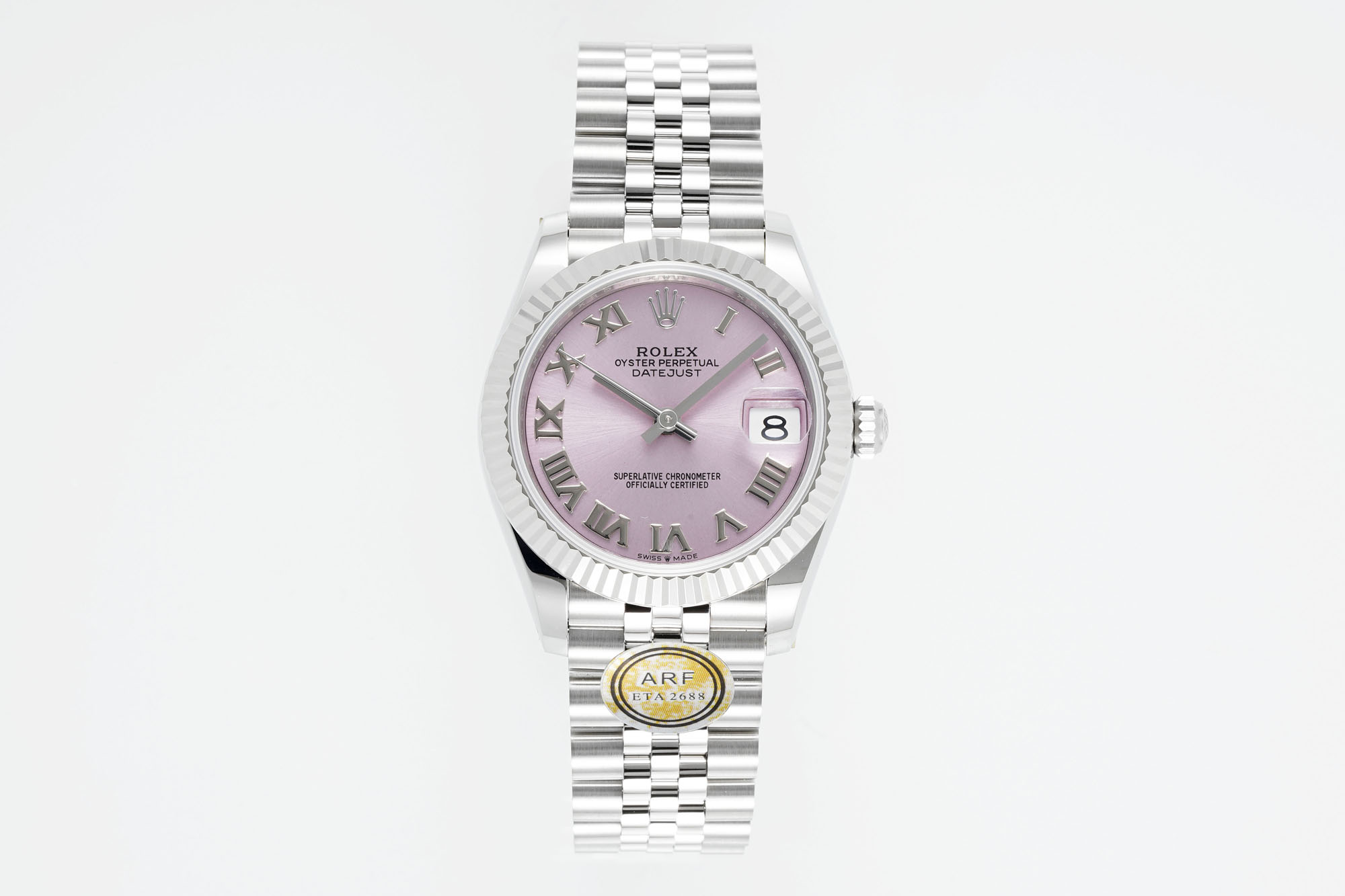 Rolex Datejust Pink Roman Dial Stainless Steel Watch, 31mm, ETA 2688 Movement