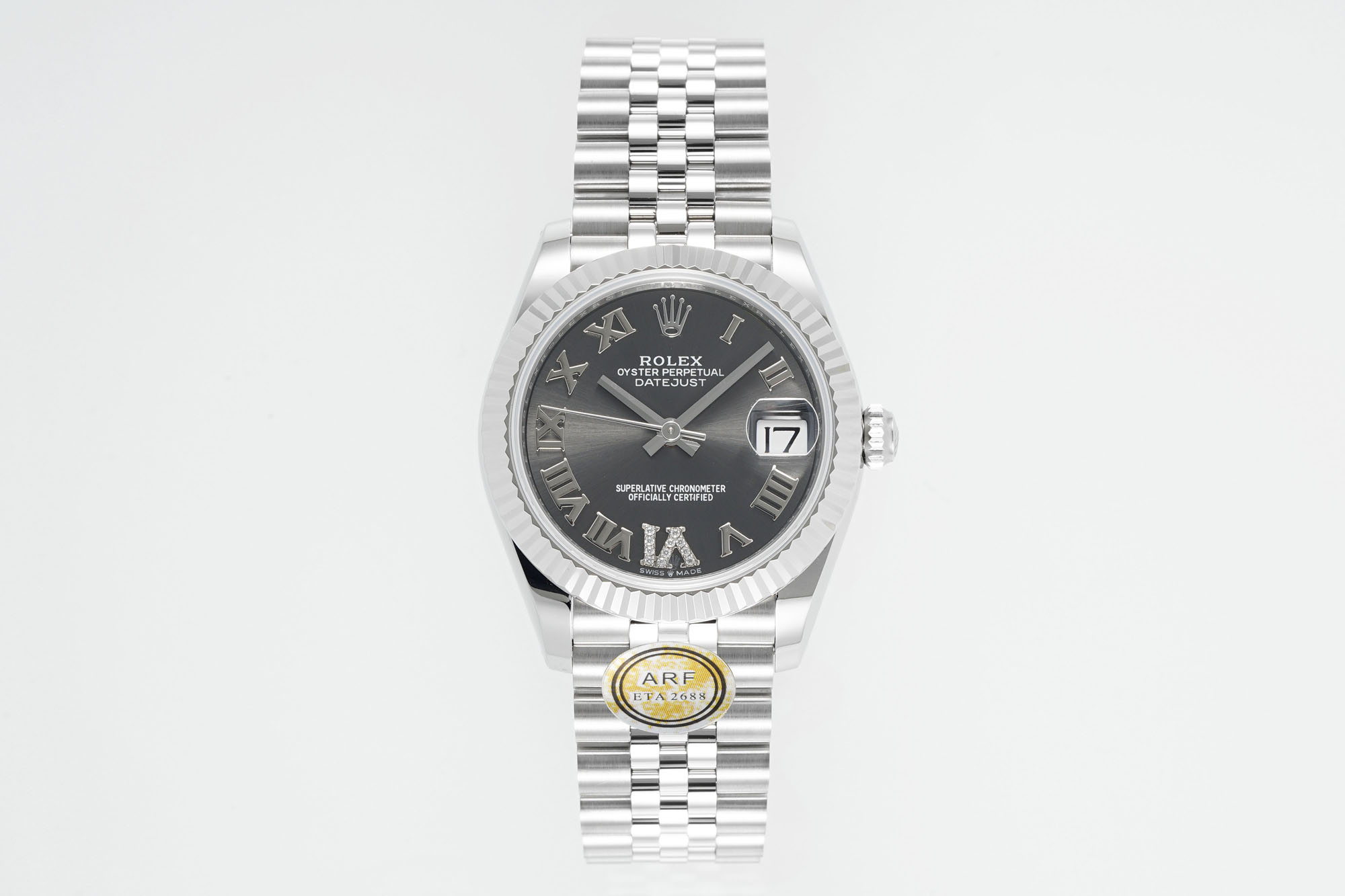 Rolex Datejust Dark Grey Roman Dial Stainless Steel Watch, 31mm, ETA 2688 Movement