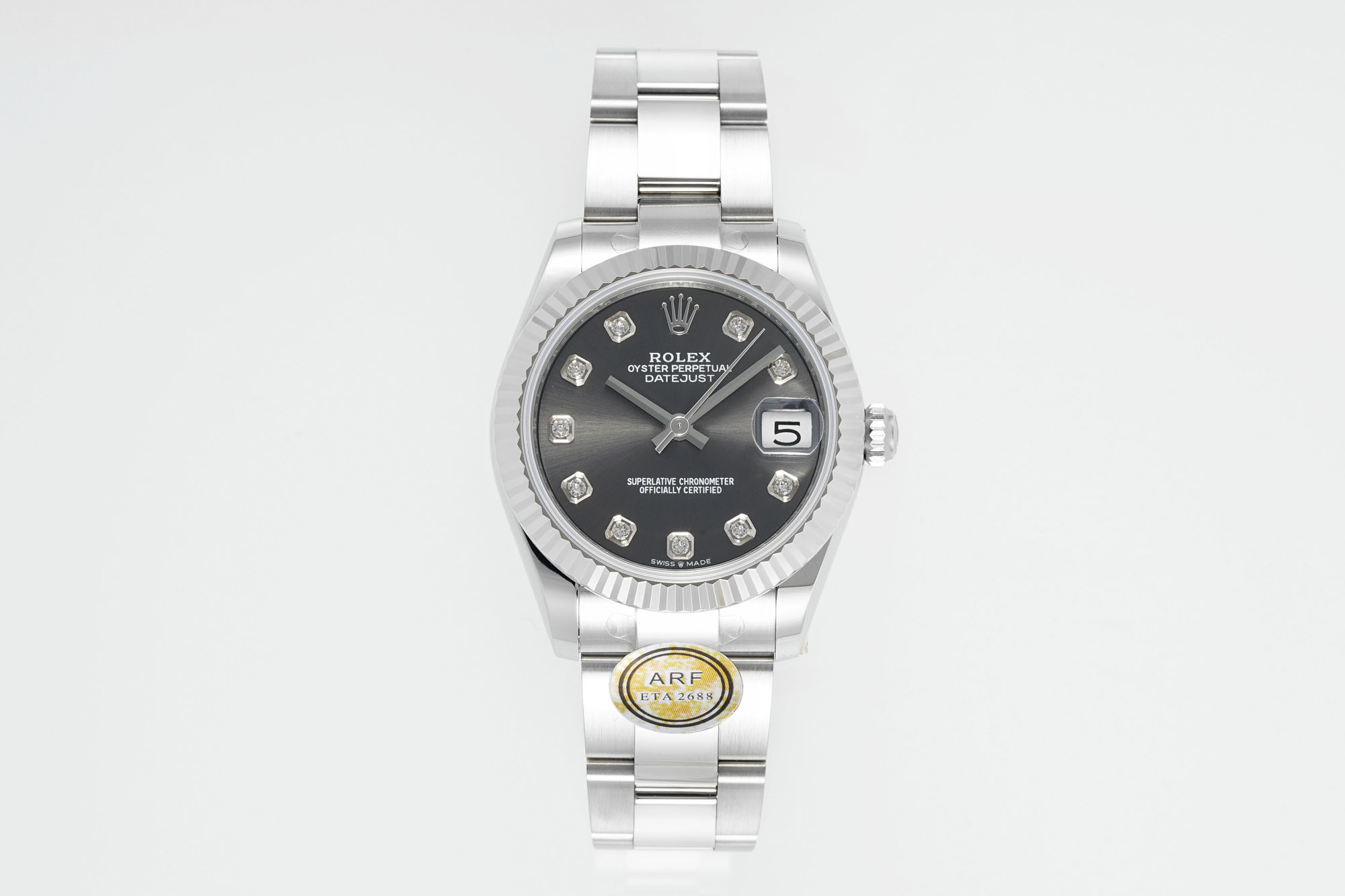 Rolex Datejust Dark Grey Diamond - Set Dial Stainless Steel Watch, 31mm, ETA 2688 Movement