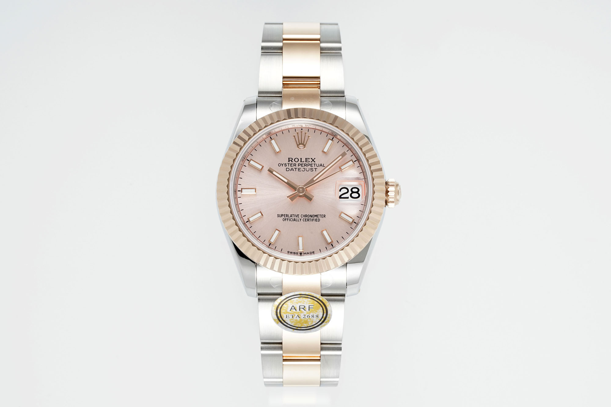 Rolex Datejust Pink Dial Two - Tone (Stainless Steel & Rose Gold) Watch, 31mm, ETA 2688 Movement