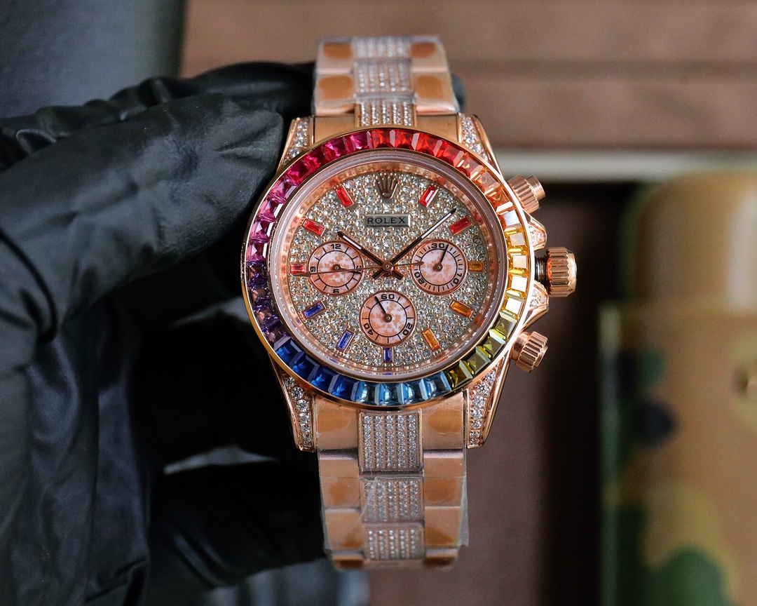 Rolex Daytona Rainbow Diamond - Set Rose Gold Watch, 40mm, Calibre 4130 Movement