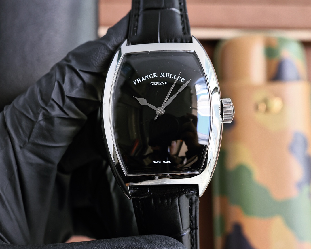 Franck Muller Cintree Curvex Black Dial White Gold Watch, 38mm, Automatic Movement