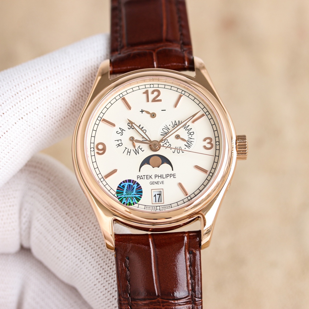 Patek Philippe Complications Perpetual Calendar Moon Phase Rose Gold Watch, 40mm, Automatic Movement