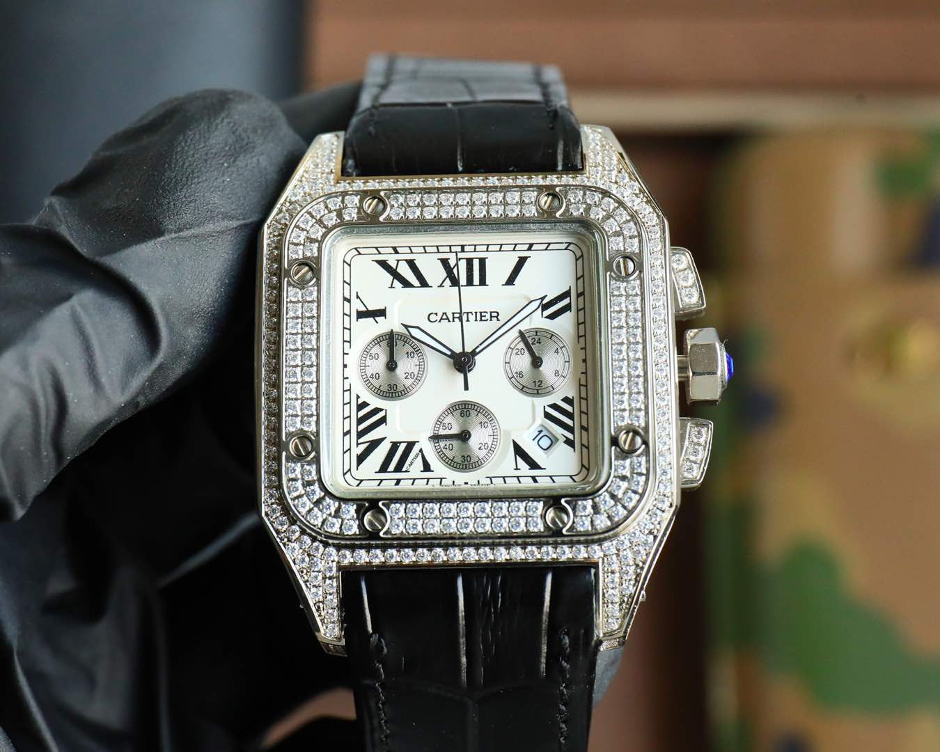 Cartier Santos Diamond - Set Chronograph Watch, 40mm, Automatic Chronograph Movement